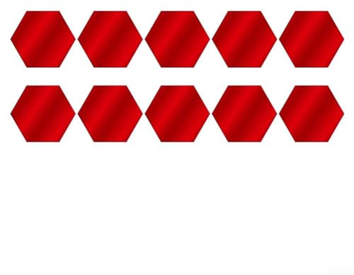 Lastdaytime Lot de 24 autocollants muraux pour miroirs, carreaux de miroir hexagonaux amovibles en plastique acrylique pour décoration d'intérieur, salon, chambre à coucher (M, rouge)