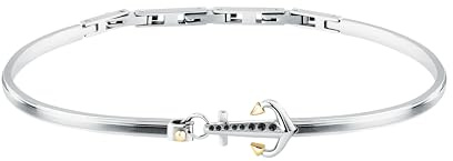 Morellato Bracciale Uomo in Acciaio, Cristalli, Collezione VERSILIA, Ancora - SAHB22