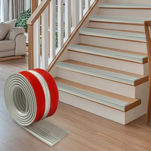 Profilo per bordi delle scale, autoadesivo, 2m, in PVC, antiscivolo, impermeabile, a forma di L, per esterni e interni