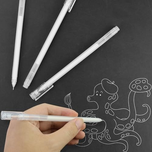 REBECCAHOWARD 4 bolígrafos de gel blanco, blancos de punta fina de 0,6 mm, punta blanca, para dibujar, bolígrafos de gel blancos para bocetos, libros de visitas y pintura sobre papel negro