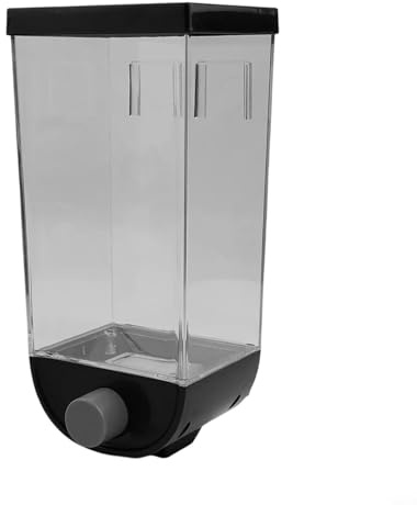 Filteilect Contenitore per alimenti per cereali, barattolo per cereali sfusi da 1,5 L con bocca larga, organizer trasparente per farina d'avena, montaggio a parete, materiale PP, nero (1,5 L nero)