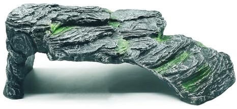 Plataforma para esconder Reptil Cueva de Tortugas para Peces y camarones escondite Acuario Reptil terrario ocultando decoración para lagartos, Tortugas Peces. (F)