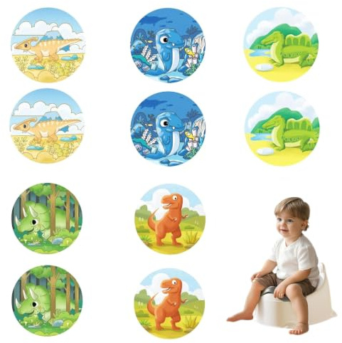 QIANSSE 10 Pack Dinosaur Color Changing Potty Training Toilet Stickers