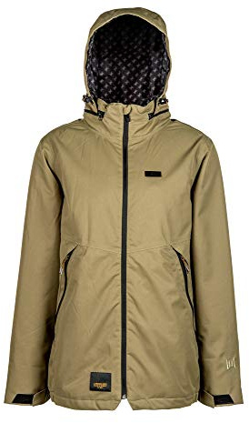 L1 Filmore '20 - Chaqueta de snowboard para hombre, forrada, con capucha enrollable, bolsillos grandes, paranieves, 2 capas, puños, Hombre, Chaqueta, 1201-873657, militar, medium