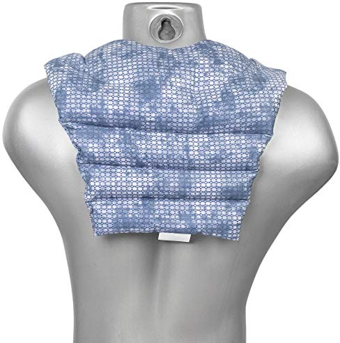 Cuscinetto ricurvo per collo e schiena, used look grigio-blu - Cuscino termico cervicale con semi di colza - Cuscino cervicale con parte schienale