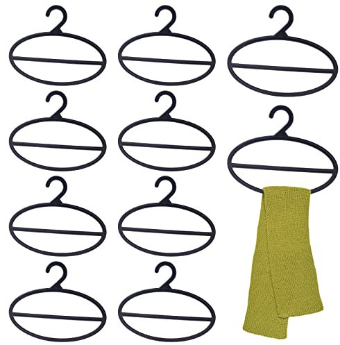 AHANDMAKER Lot de 10 Cintre pour Foulard Noir, Organisateur de Support D'Écharpe Cintre D'Écharpe en Plastique Peu Encombrant, pour Boutique Maison Foulards Foulards Tri Rangement