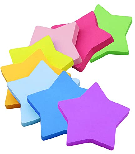 Note Autocollant, 560 Feuilles Forme de Pentagramme Auto-Adhésif Couleur Notes Adhésives, Notes Autocollantes Marque Pages Pour Book Etudiants Lecture Bureau(8 Couleurs, 76 x 76 mm)
