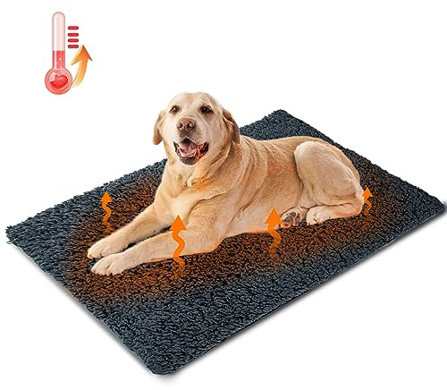 Nobleza Coperta Autoriscaldante per Cani e Gatti, Tappetino Termico, Coperta Termica lavabile Antiscivolo Cane, Tappetino per Cani Autoriscaldante Soffice Caldo, Grigio, 115x70cm