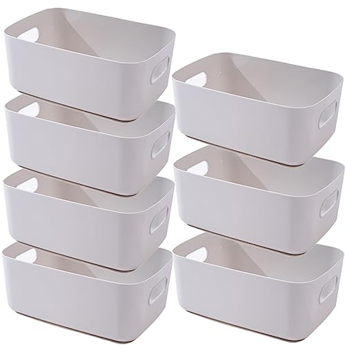 NCRGB Lot de 7 paniers de rangement en plastique avec poignées - 20 x 14,7 x 7 cm - Organiseur pour armoire de cuisine de salle de bain - Panier de rangement pour cuisine, salle de bain (gris)