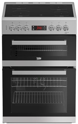Beko EDC634S 60cm Double Oven Electric Cooker with Ceramic Hob - Silver, (Pack Of 1)
