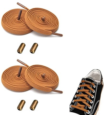 SZWLJ Elastiska skosnören med metallkapslar, skosnören utan bindor gummiskosnören justerbara gummiskoband, inget knytande skosnören