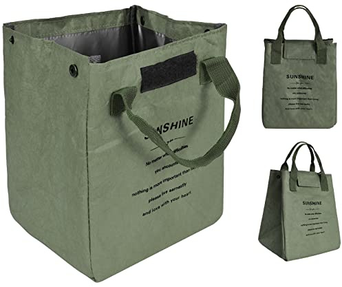 DecorDwell Borsa Termica Porta Pranzo,19 * 17 * 24cm,Pranzo al Sacco Riutilizzabile per Ufficio e Scuola, Margherita,campeggio，Borsa da picnic pieghevole,Piccola Borsa Termic (verde)