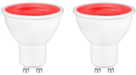 Caldarax Rojo Bombilla LED GU10 de 5W Foco, MR16 Luz de Color, Reemplazo Halógeno 50W, AC 230V, 500LM, 120 °, No Regulables, Iluminación Decorativa para Paisaje, Escenario, Bar, Fiesta, Paquete de 2