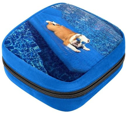 Sac de Rangement pour Serviettes hygiéniques,Support pour Serviettes hygiéniques,Pochette hygiénique,Chien et Piscine Bleue