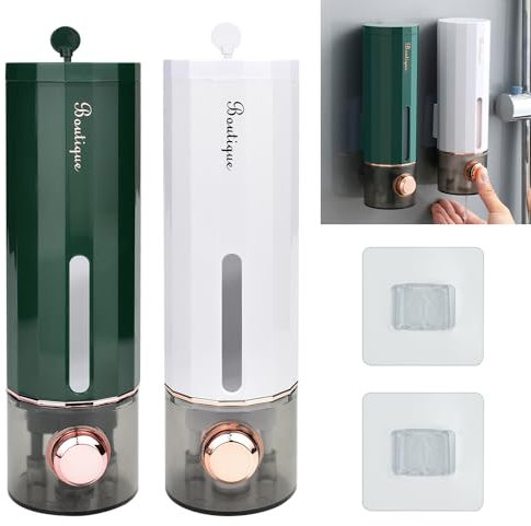 DTYGUIXE 2 Stück Seifenspender Dusche Wandbefestigung Shampoo Spender ohne Bohren Duschgel Spender 450ml Shampoo Flaschen zum Befüllen Duschgelspender für Dusche Shampoo Duschgel Flüssigseife Spülung