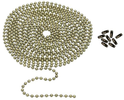 PATIKIL 120 Inch Ball Chain, 3mm Ball Chain Bead with 18 Pcs Matching Connector Clasp for Necklace Hanging, Tag Rings, DIY Crafts, Bronze