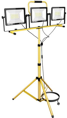 RIGIDON 300W Tripod Stand LED Work Light, 3 Adjustable Head Floodlight, Flexible Portable Job Site Light, 30000LM 110V 240V Outdoor Indoor worklight for Workshop, Garage, Construction, Basement