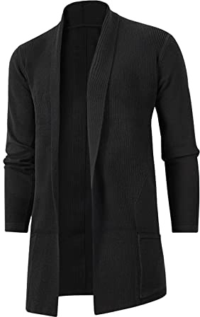 Duohropke Cárdigan para hombre con capucha larga ligera deportiva ropa de calle chaqueta voladora de punto fino chaqueta de verano primavera de punto de manga larga chaqueta de camisa asiática,