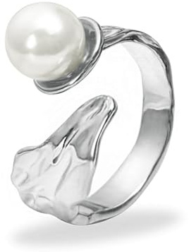 Ladywowu Pearl Ring, Real Freshwater Pearl ring, Adjustable June Birthstone Rings for Pearl Jewelry