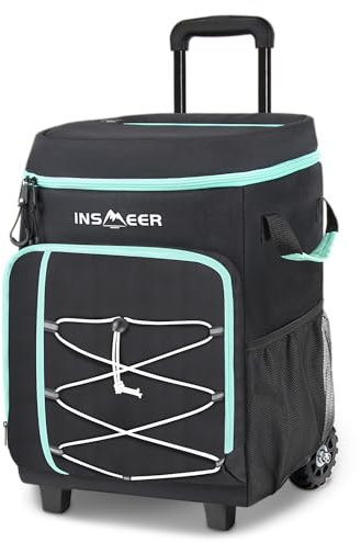 INSMEER Kühltasche mit Rollen, 45L/ 75 Cans Kühltasche Gross Faltbar und Wasserdicht Kühler, Isoliertasche Thermotasche für Strand, Camping, Picknick, Einkaufen