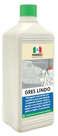 MARBEC GRES LINDO 1LT Detergente per pavimenti in gres porcellanato pulisce sgrassa senza residui. Mantiene pavimenti e fughe pulite. Ideale per Uso Quotidiano.
