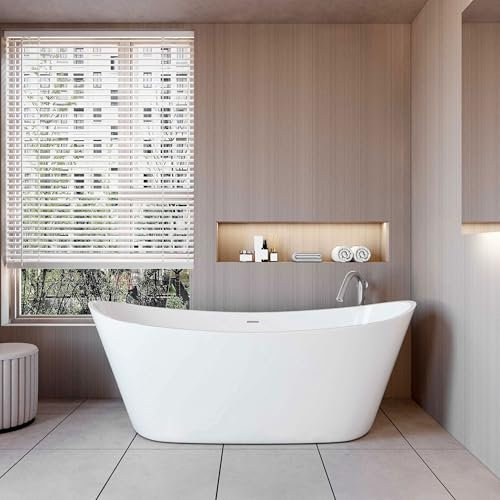 Simple Bathrooms Double Ended White Acrylic Shower Bathtub Freestanding Modern Style - 1700x720mm