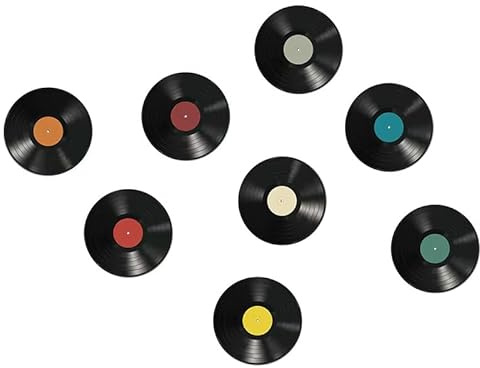 Lot de 8 autocollants muraux colorés en vinyle de 22,9 cm pour couverture d'album, affiches de disque vintage, esthétiques vintage des années 70, 80, 90, Rock & Roll décoration de salle de musique