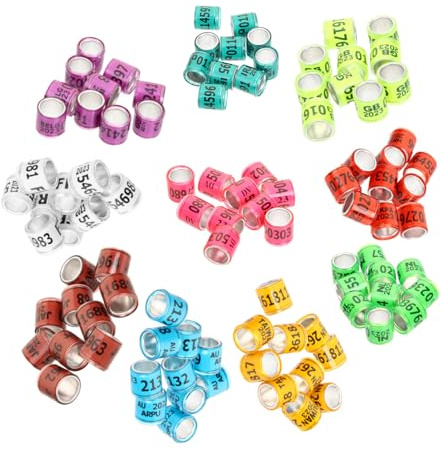 iplusmile 100 Bagues de Pattes pour Pigeons 2023, Anneaux Légers en Aluminium Plastique, Fabrication Soignée, Style Compact et Petit, Accessoires pour Couleur Aléatoire Plusieurs Styles