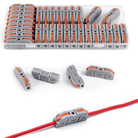 35 Pcs Electrical Connectors, Lever Nut Wire Connectors Terminals Blocks for Quick Spli-CING into Way Compact Conductor Cable Connectors, Quick Connect Butt Terminals for DIY Splicing