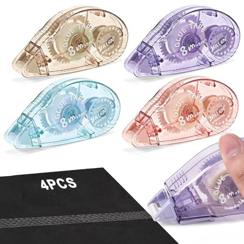 flintronic Rodillo de cinta adhesiva, 4 dispensadores de cinta de doble cara para suministros de álbumes de recortes, rodillo de cinta adhesiva para escuela, hogar, oficina, manualidades, tarjetas