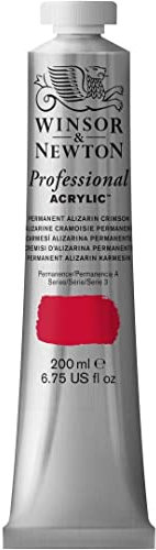 Winsor & Newton 2337466 Professional Acrylfarbe in Künstlerqualität, hohe Farbbrillanz & Deckkraft, Archivqualität, 200ml Tube - Permanent Alizarinkarmesin