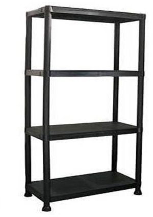 4 TIER BLACK PLASTIC GARAGE STORAGE SHELVING SHELVES STORAGE UNIT SHED SHELF