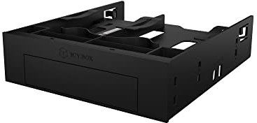 ICY BOX Adattatore per montaggio a 3 posizioni per 2x HDD/SSD da 2,5 pollici e 1x HDD da 3,5 pollici in uno scomparto da 5,25 pollici, senza viti, anti-vibrazione, pannello frontale, IB-5251