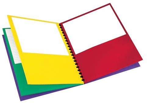 Oxford 8 Pocket Organizer, Letter Size Folder with Plastic Comb Binding, Great for School Subjects, Assorted Colors (Red, Green, Yellow, Purple), For 8-1/2 x 11 Inch Papers, 200 Sheet Capacity (99656)
