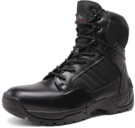 NORTIV 8 Herren Security Tactical Einsatzstiefel Boot Zipper Militär Kampfstiefel Springerstiefel,Size 44.5,Schwarz D,Desert