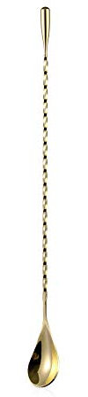Cucchiaio da bar con manico lungo a spirale, in acciaio inox, per mescolare barista, cucchiaio da cocktail (1 confezione-50 cm oro)