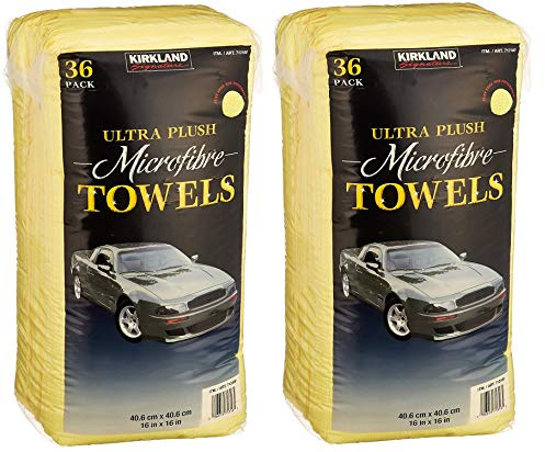 Kirkland Signature Ultra High Pile Premium Microfiber Towels, 36 Count (Pack of 2), Yellow - 713160