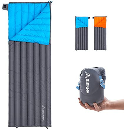 BISINNA Daunenschlafsack,Ultraleicht 3 Jahreszeiten Schlafsack Kleines Packmaß Schlafsack 650FP Kompakt Warmer Mumienschlafsack für Camping and Trekking Outdoor
