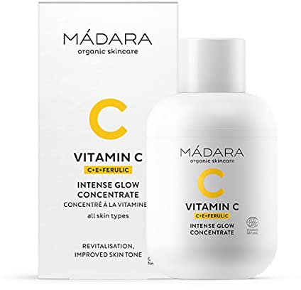 MÁDARA Organic Skincare | Vitamin C Intense Glow Concentrate 30ml – Potenciador del brillo, Iluminador, Dermatológicamente probado, Vegano, Certificado Ecocert – Crema de Vitamina C, Vitamina C Facial
