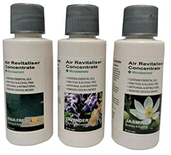 3 pack Air Revitalize Concentrated Microbe Shield Oils to use with Aironic® Air Purifier Ioniser essences: Jasmine, Aqua Fresh & Lavender 30ml creates a fresh & clean mood relaxing ambient atmosphere
