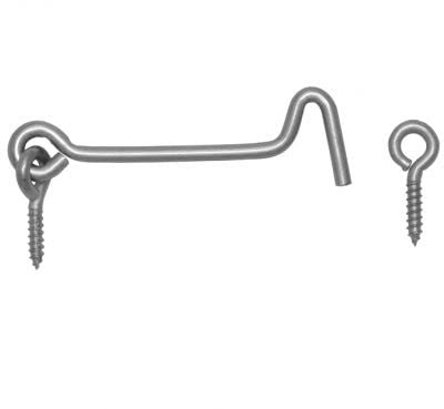 Gedotec Crochet Tempête avec Oeillet à Visser | 60 mm | 10 Pièces petit serrure crochet de porte | Argent Galvanisé | Crochet fenêtre et cabine | Verrouillage porte voyage pour campeurs caravanes