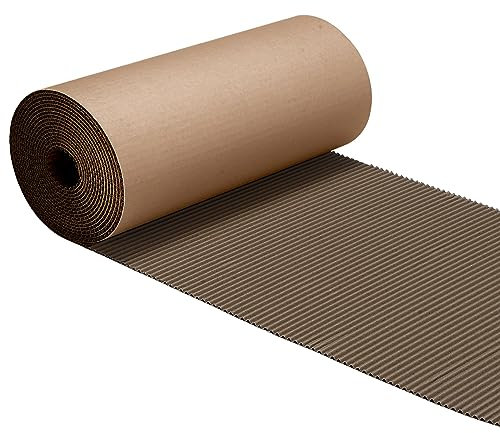 Geyoga Rouleau de carton ondulé simple face pour emballage, stockage, expédition, bricolage (marron, 30,5 x 994 cm)