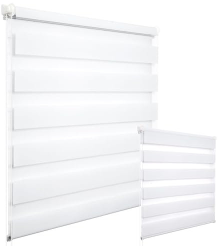 WOLTU 2 Stück Doppelrollo Klemmfix ohne Bohren Duo Rollo Klemmrollo für Fenster mit Klemmträger, Fensterrollo Lichtdurchlässig & Verdunkelnd Wandmontage, Weiß 70x150 cm (Stoffbreite 66 cm)