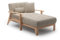 Cavadore Longchair Billan / Freistehende Recamiere im skandinavischen Design mit Bett und massivem Holzgestell in Buche / 109 x 88 x 185 / Flachgewebe, Beige