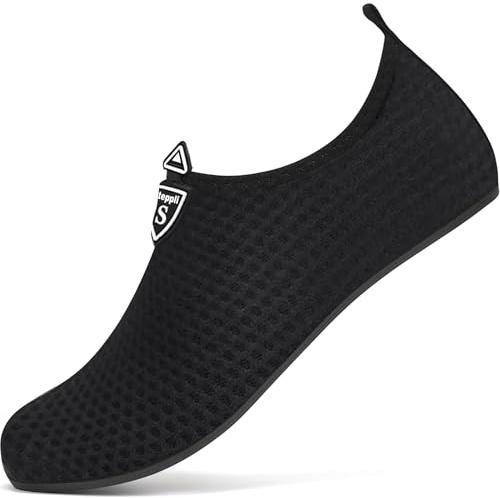 Steppli vattenskor strand simning hav aqua strumpor för män kvinnor, Svart, 40/40.5 EU