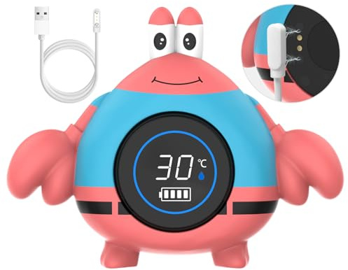 Babyelf Thermomètre pour bébé - Rechargeable - Thermomètre d'eau de sécurité - Jouet flottant pour les tout-petits - Baignoire - Piscine avec avertissement de température