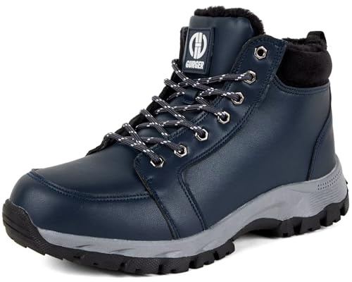 GURGER Bottes de Hiver Homme Fourrées Chaude Imperméable Bottes de Neige en Cuir