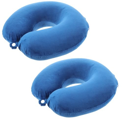 Lnngub 2-pack nackkuddsöverdrag, resa nackkudde fodral u-format nackkuddfodral bekvämt nackkudde överdrag tvättbart flygplan kuddfodral (endast kuddfodral, inget fyllning) (blå)
