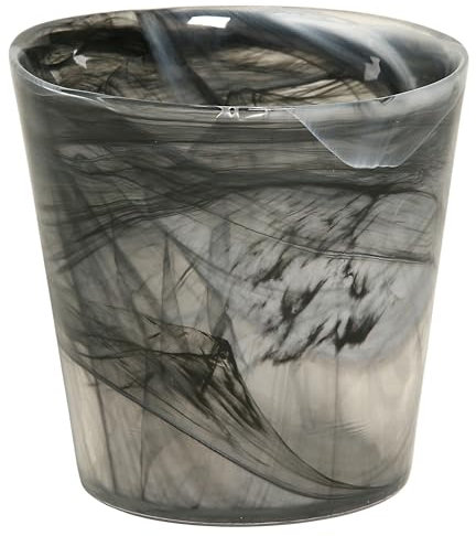 Annastore Orchideen Übertopf Tonja aus Glas Blumenübertopf Orchideentopf Glasübertopf (schwarz-klar Ø 16 cm/H 15 cm)