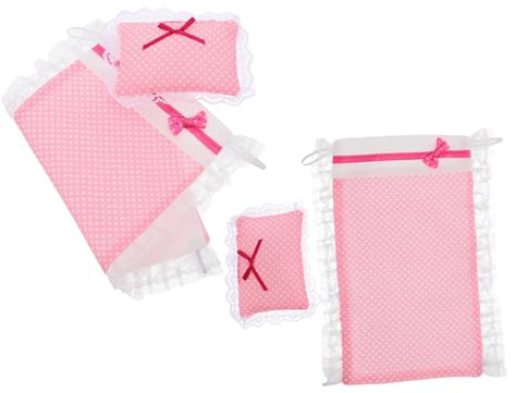 BESPORTBLE 2juegos Ropa De Cama para Casa De Muñecas Unids Mantas y Almohadas Accesorios De Dormitorio Artesanía y Multiusos